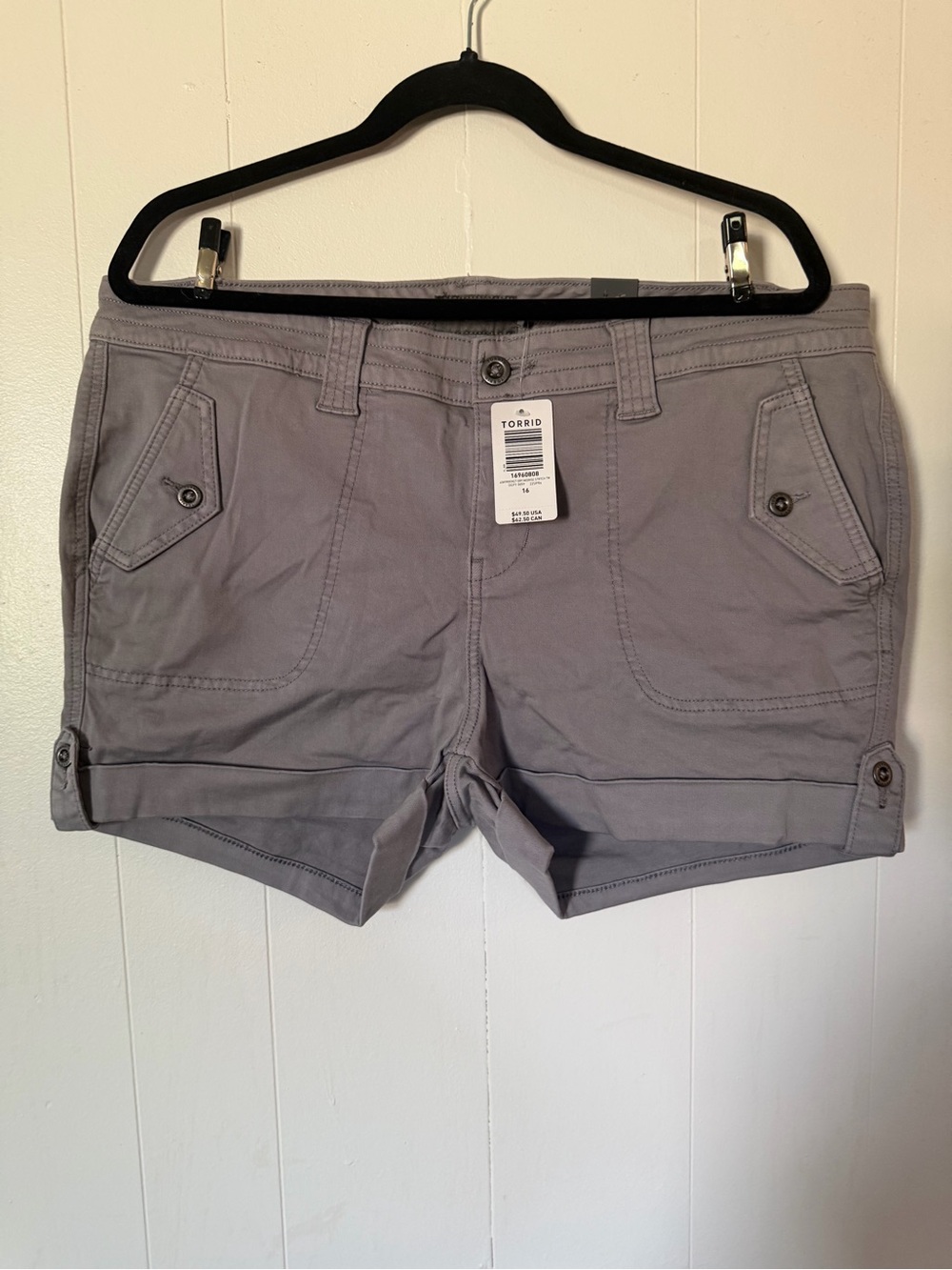 torrid gray cuffed utility shorts